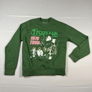 The Doors Merch Traffic 1970 Sweatshirt Men Medium Green Graphic Print Crew Neck